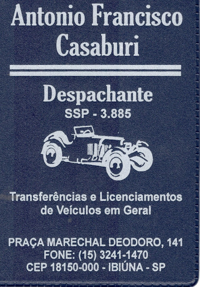 Despachante Antonio Fco. Casaburi em Ibiúna - SP
