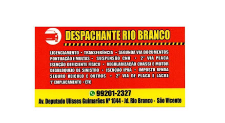 Despachante Rio Branco em São Vicente - SP